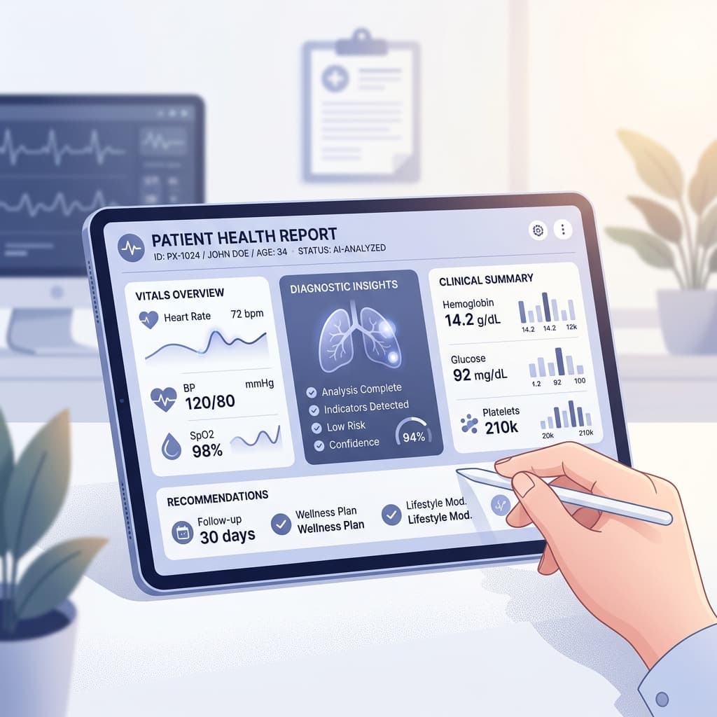 Clinical report generation and export step